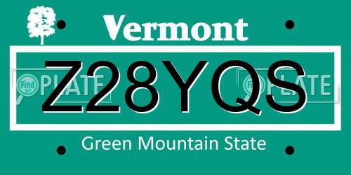 Z28YQS Vermont License Plate