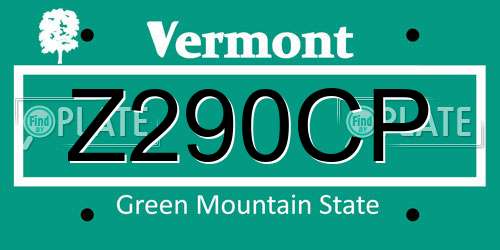 Z290CP Vermont License Plate
