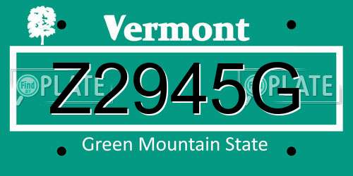 Z2945G Vermont License Plate