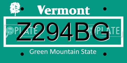 Z294BG Vermont License Plate