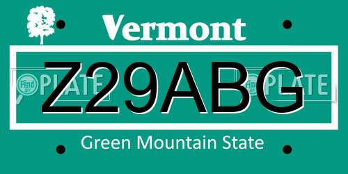 Z29ABG Vermont License Plate