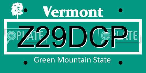 Z29DCP Vermont License Plate