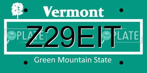 Z29EIT Vermont License Plate