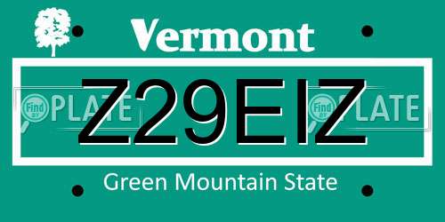 Z29EIZ Vermont License Plate
