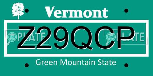 Z29QCP Vermont License Plate