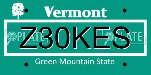 Z30KES Vermont License Plate
