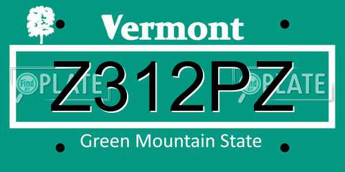 Z312PZ Vermont License Plate