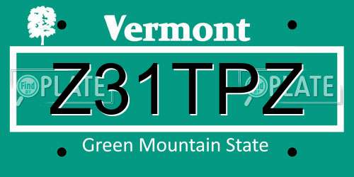 Z31TPZ Vermont License Plate