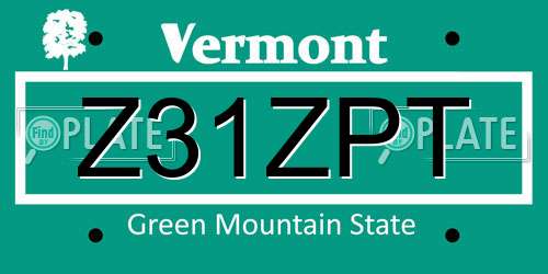 Z31ZPT Vermont License Plate