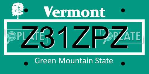 Z31ZPZ Vermont License Plate