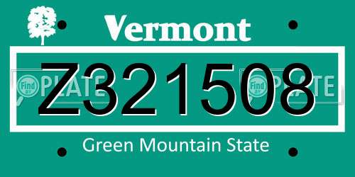 Z321508 Vermont License Plate