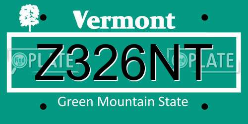 Z326NT Vermont License Plate