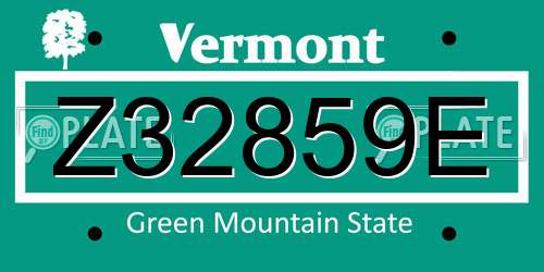 Z32859E Vermont License Plate