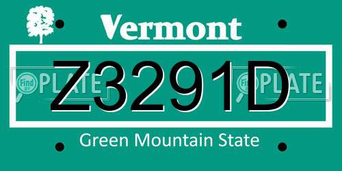 Z3291D Vermont License Plate