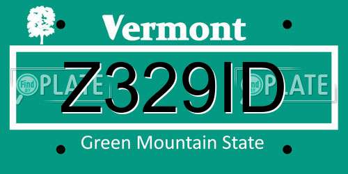 Z329ID Vermont License Plate