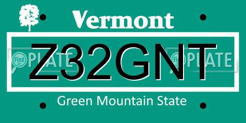 Z32GNT Vermont License Plate