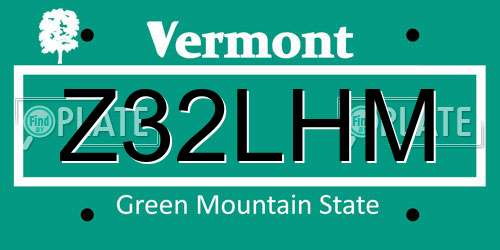 Z32LHM Vermont License Plate