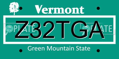Z32TGA Vermont License Plate