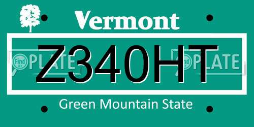 Z340HT Vermont License Plate