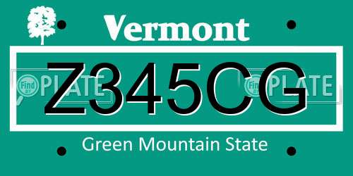 Z345CG Vermont License Plate