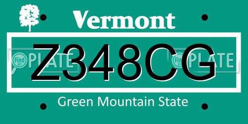 Z348CG Vermont License Plate