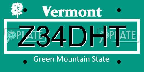Z34DHT Vermont License Plate
