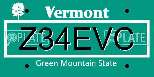 Z34EVC Vermont License Plate