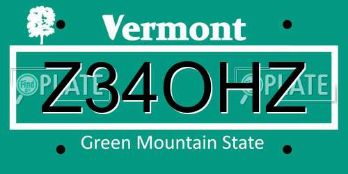 Z34OHZ Vermont License Plate