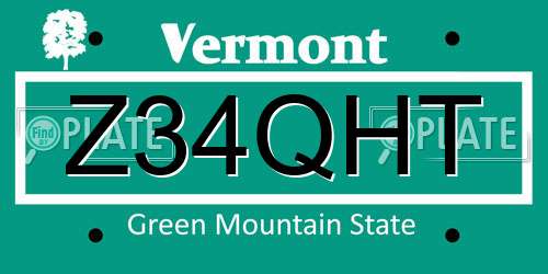 Z34QHT Vermont License Plate