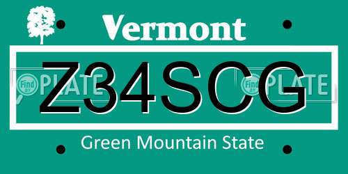 Z34SCG Vermont License Plate