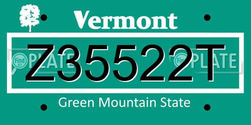 Z35522T Vermont License Plate