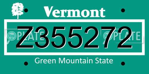 Z355272 Vermont License Plate