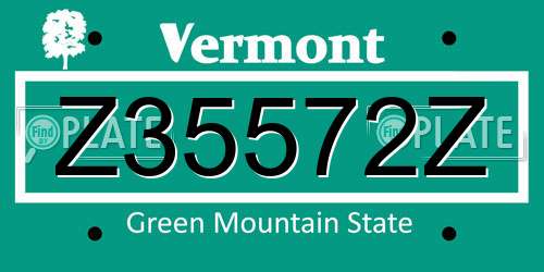 Z35572Z Vermont License Plate