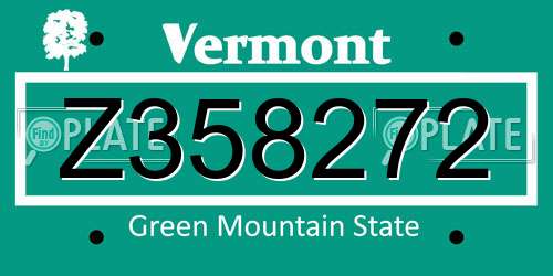 Z358272 Vermont License Plate