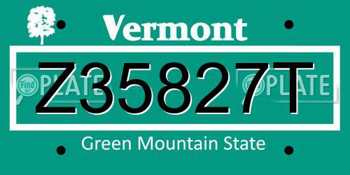 Z35827T Vermont License Plate