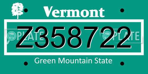 Z358722 Vermont License Plate