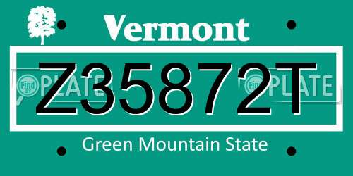 Z35872T Vermont License Plate