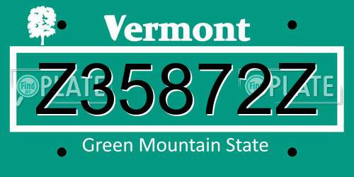 Z35872Z Vermont License Plate