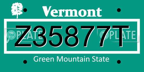 Z35877T Vermont License Plate