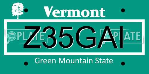 Z35GAI Vermont License Plate