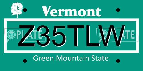 Z35TLW Vermont License Plate