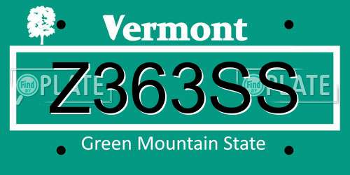 Z363SS Vermont License Plate