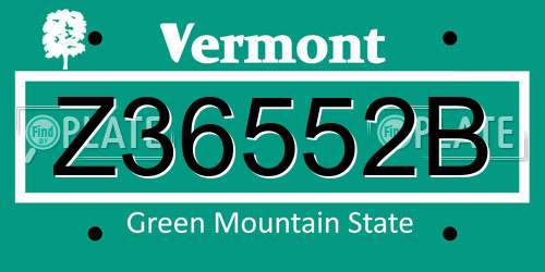 Z36552B Vermont License Plate