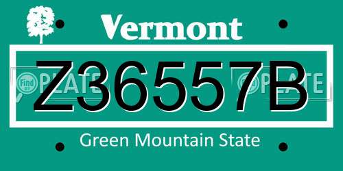 Z36557B Vermont License Plate