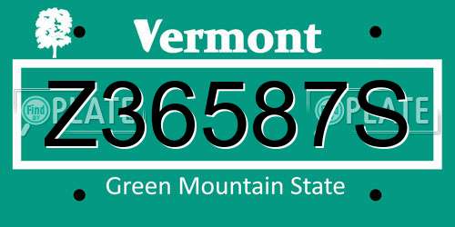 Z36587S Vermont License Plate