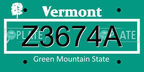 Z3674A Vermont License Plate