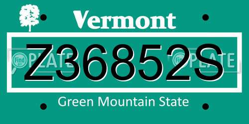 Z36852S Vermont License Plate