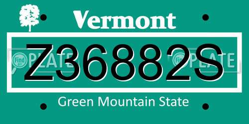 Z36882S Vermont License Plate