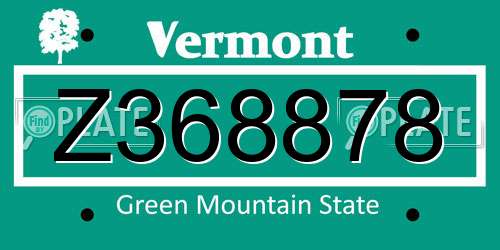 Z368878 Vermont License Plate