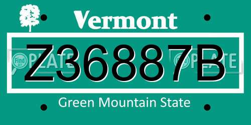 Z36887B Vermont License Plate